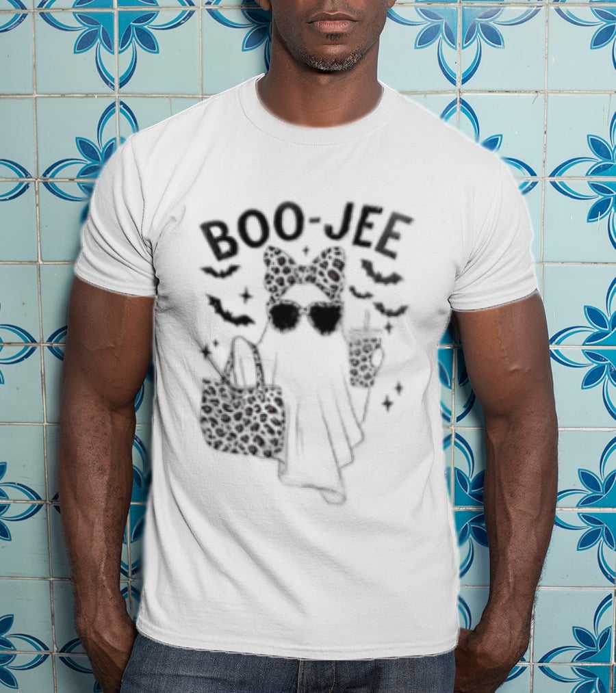 Boo Jee Halloween Ghost Leopard Bow Bag And Glasses T-Shirt