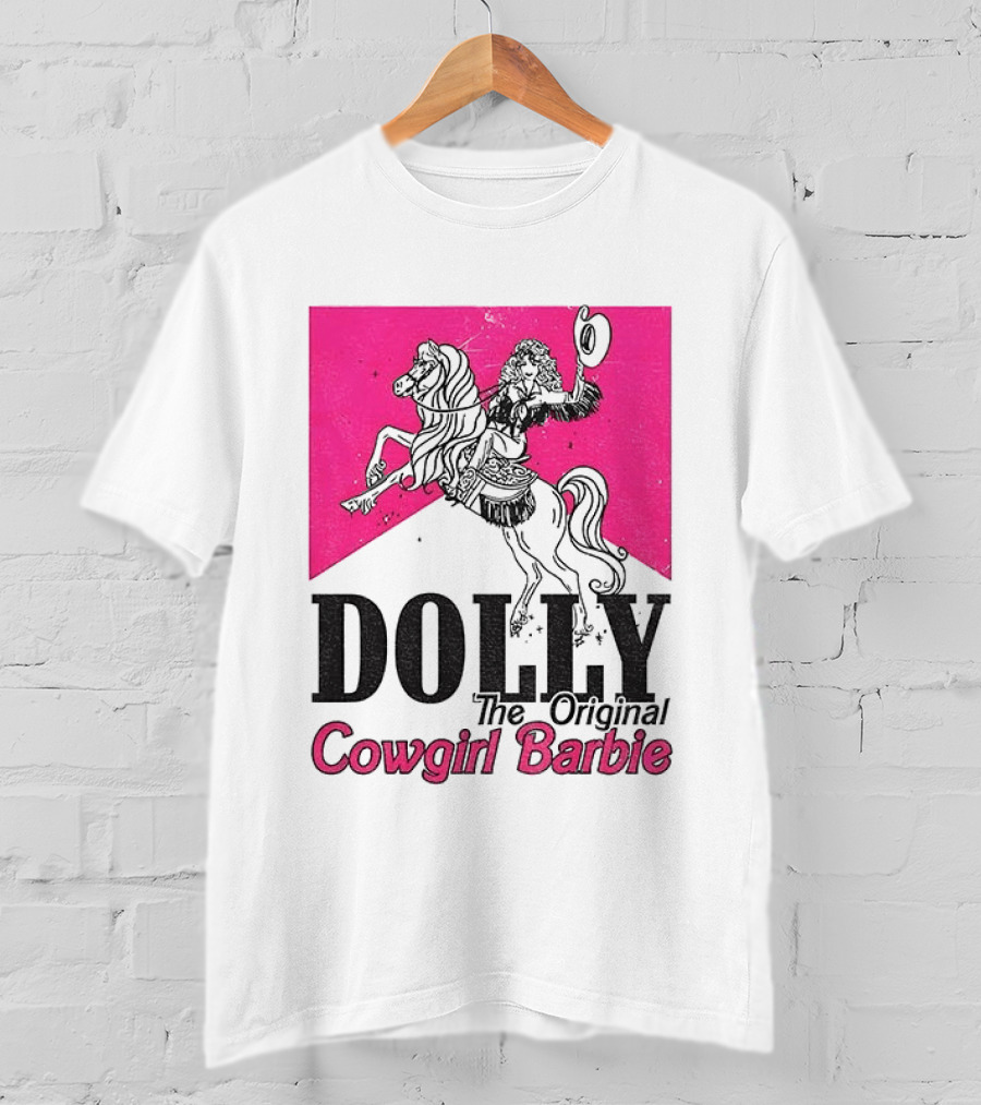 Dolly The Original Cowgirl Barbie Pink Riding Horse T-Shirt