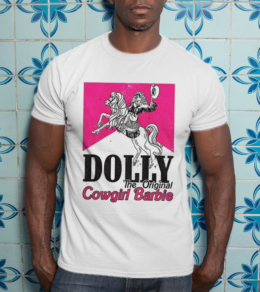 Dolly The Original Cowgirl Barbie Pink Riding Horse T-Shirt