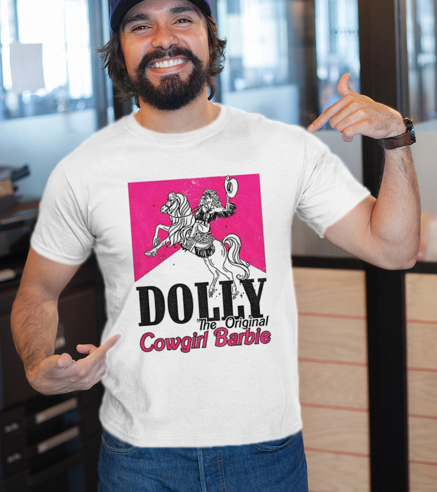 Dolly The Original Cowgirl Barbie Pink Riding Horse T-Shirt