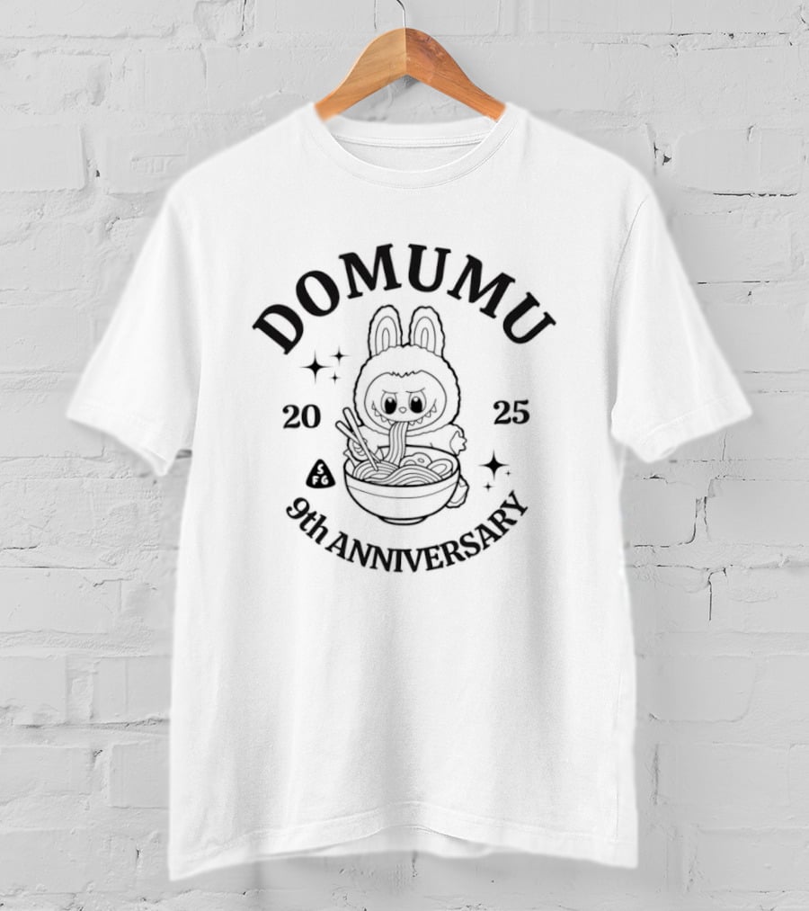 Domumu 9th Anniversary 2025 Bunny With Noodles And Stars T-Shirt
