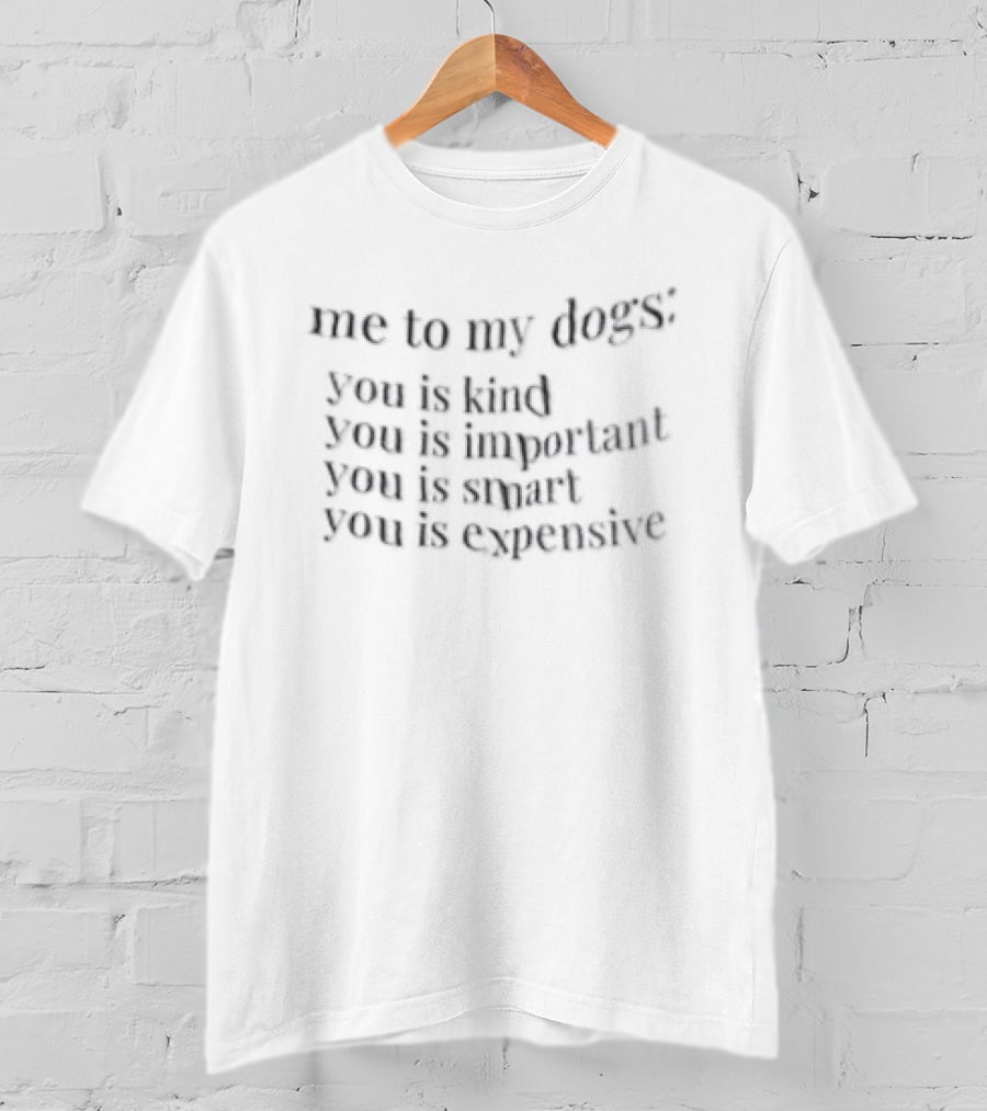 Me To My Dogs You Is Kind You Is Important You Is Smart You Is Expensive T-Shirt