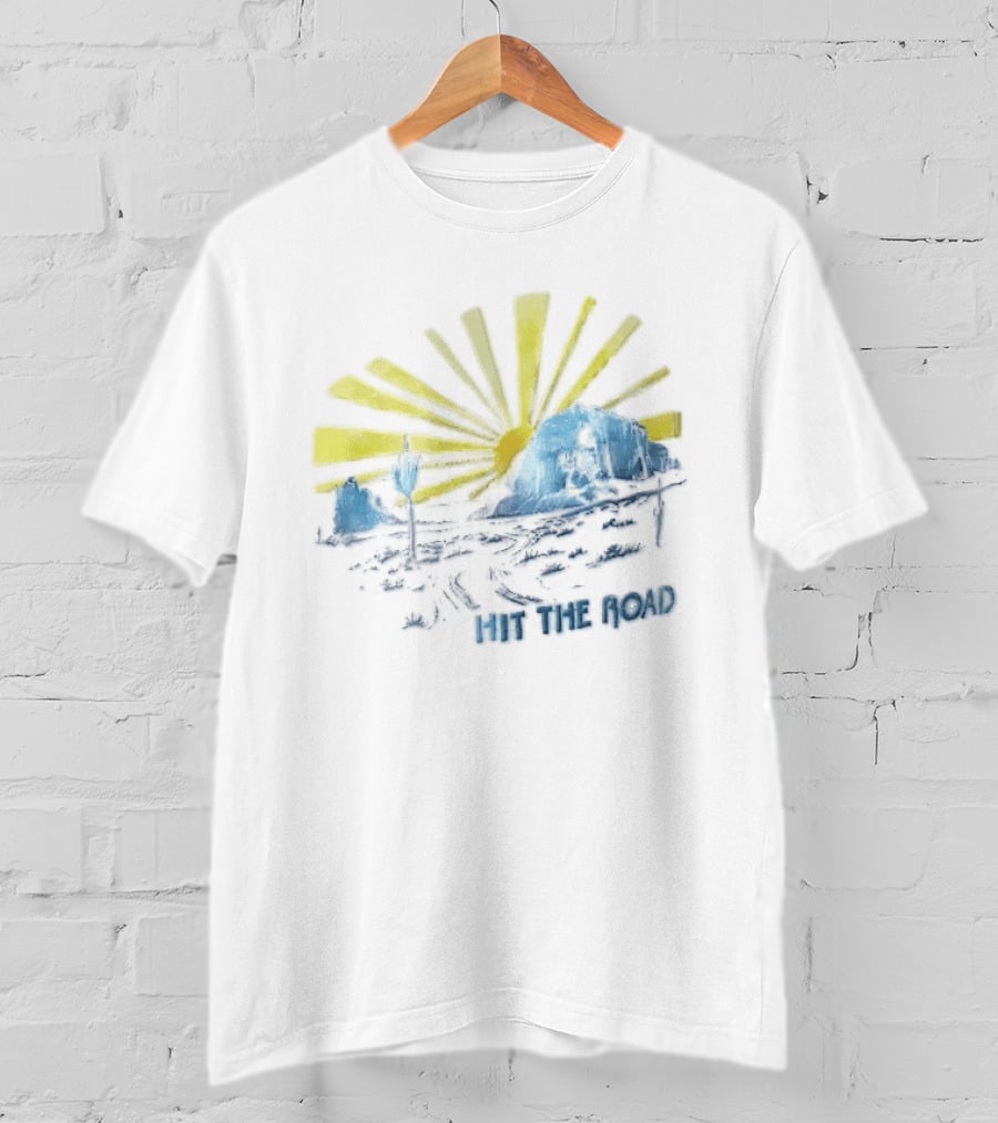 Hit The Road Sunburst Desert Mountains Saguaro Cactus T-Shirt