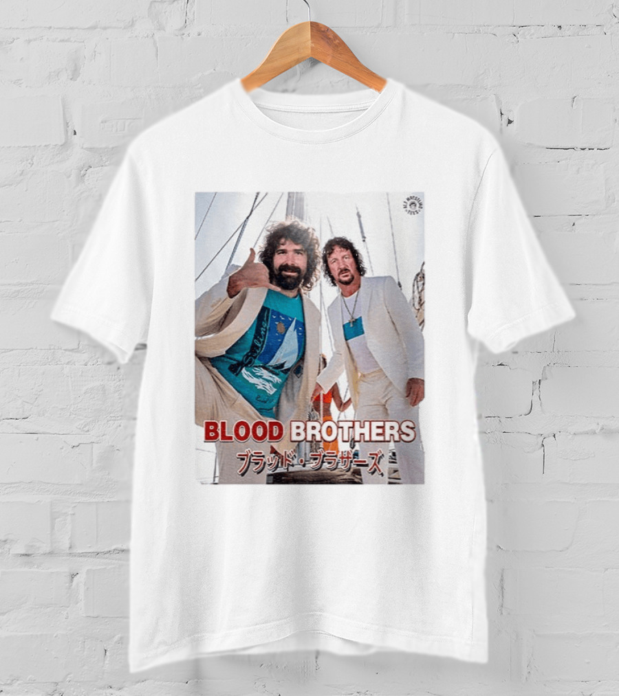 Blood Brothers Mick Foley Terry Funk Sailboat 80s Style Japanese T-Shirt