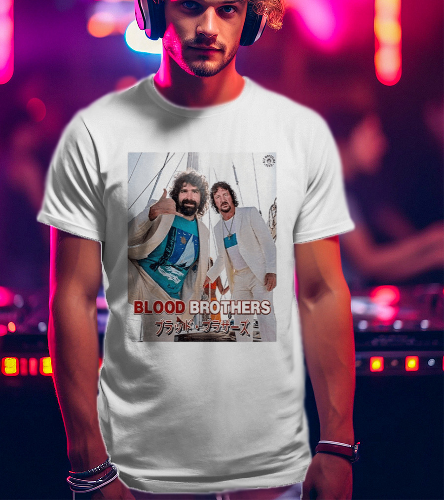 Blood Brothers Mick Foley Terry Funk Sailboat 80s Style Japanese T-Shirt