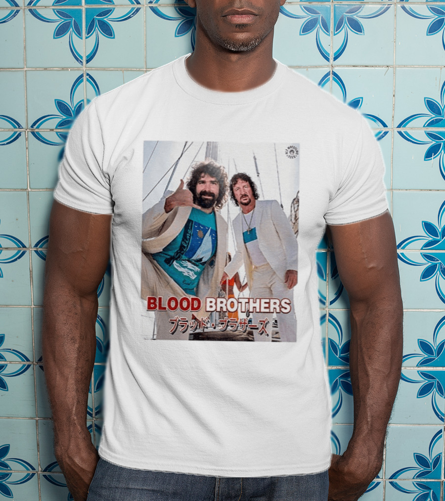 Blood Brothers Mick Foley Terry Funk Sailboat 80s Style Japanese T-Shirt
