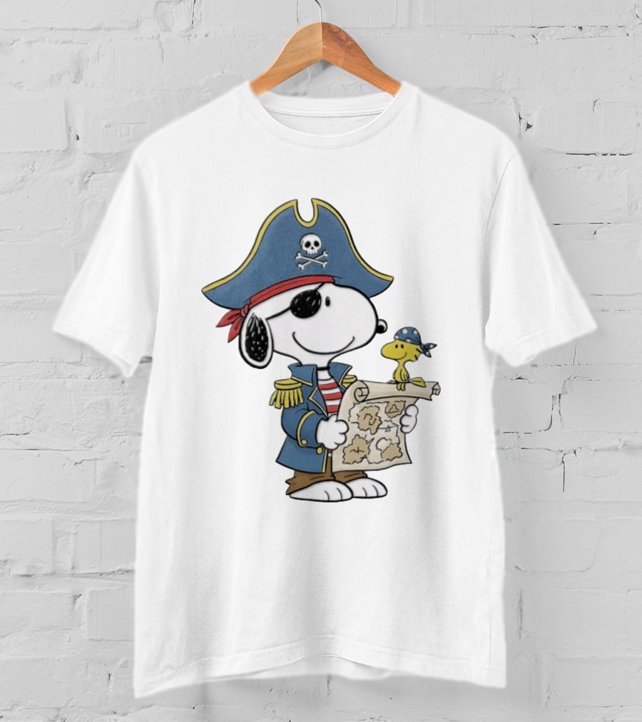 Snoopy Pirate Adventure With Treasure Map And Woodstock T-Shirt