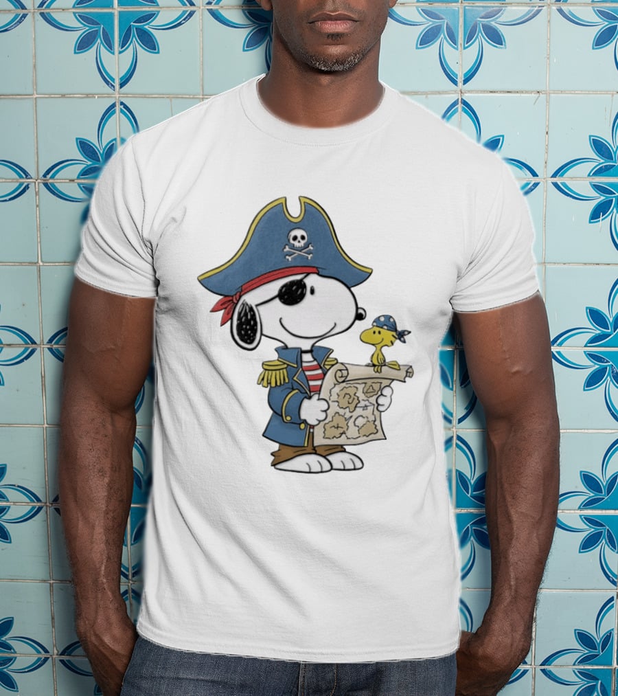 Snoopy Pirate Adventure With Treasure Map And Woodstock T-Shirt