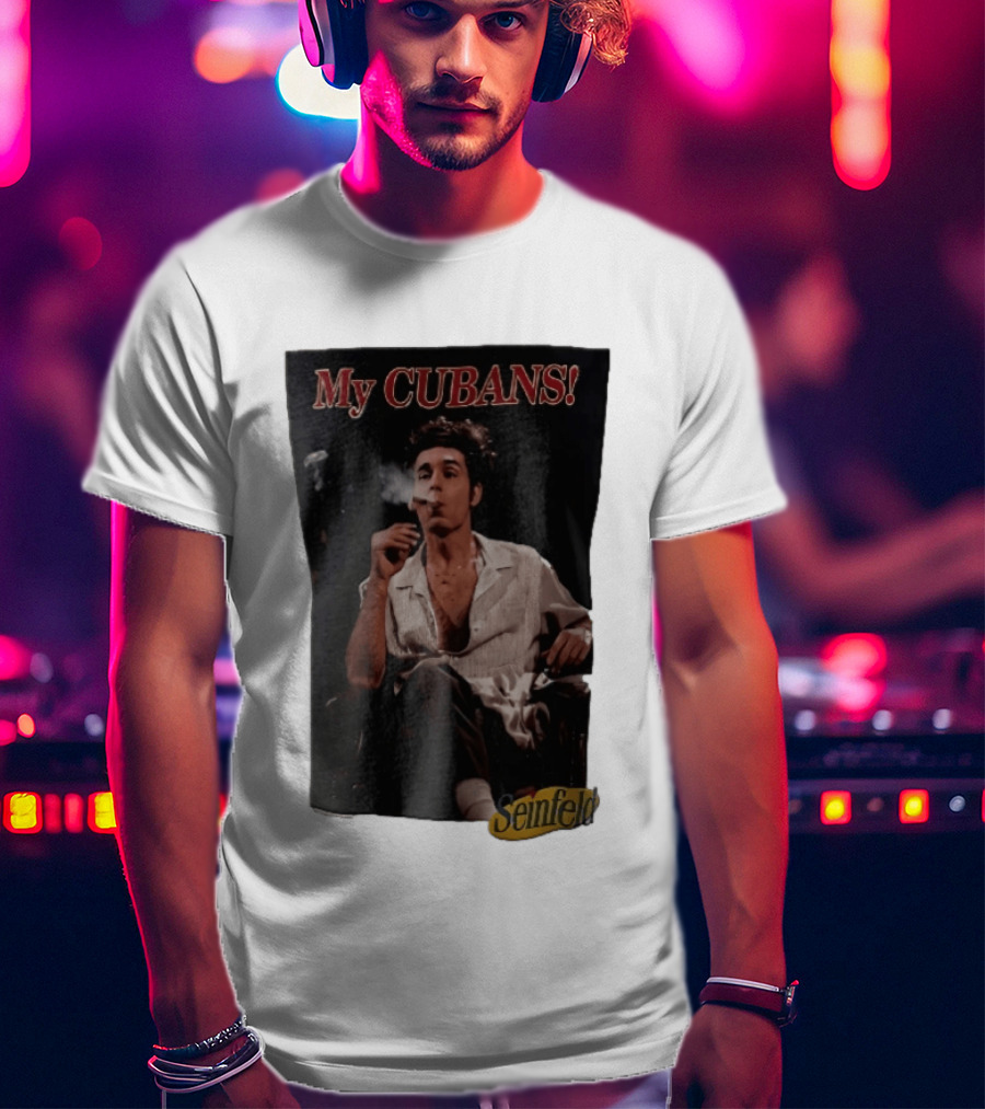 Seinfeld My Cubans Cosmo Kramer Smoking Cigar In Leather Chair T-Shirt
