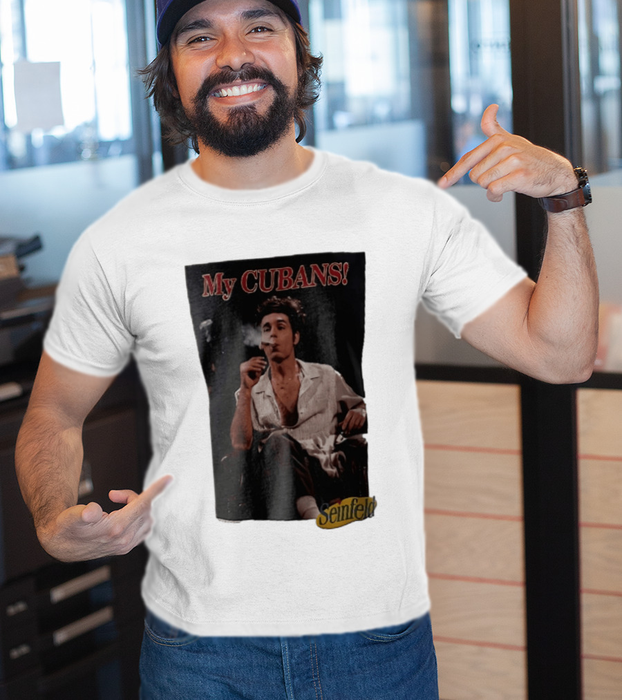 Seinfeld My Cubans Cosmo Kramer Smoking Cigar In Leather Chair T-Shirt