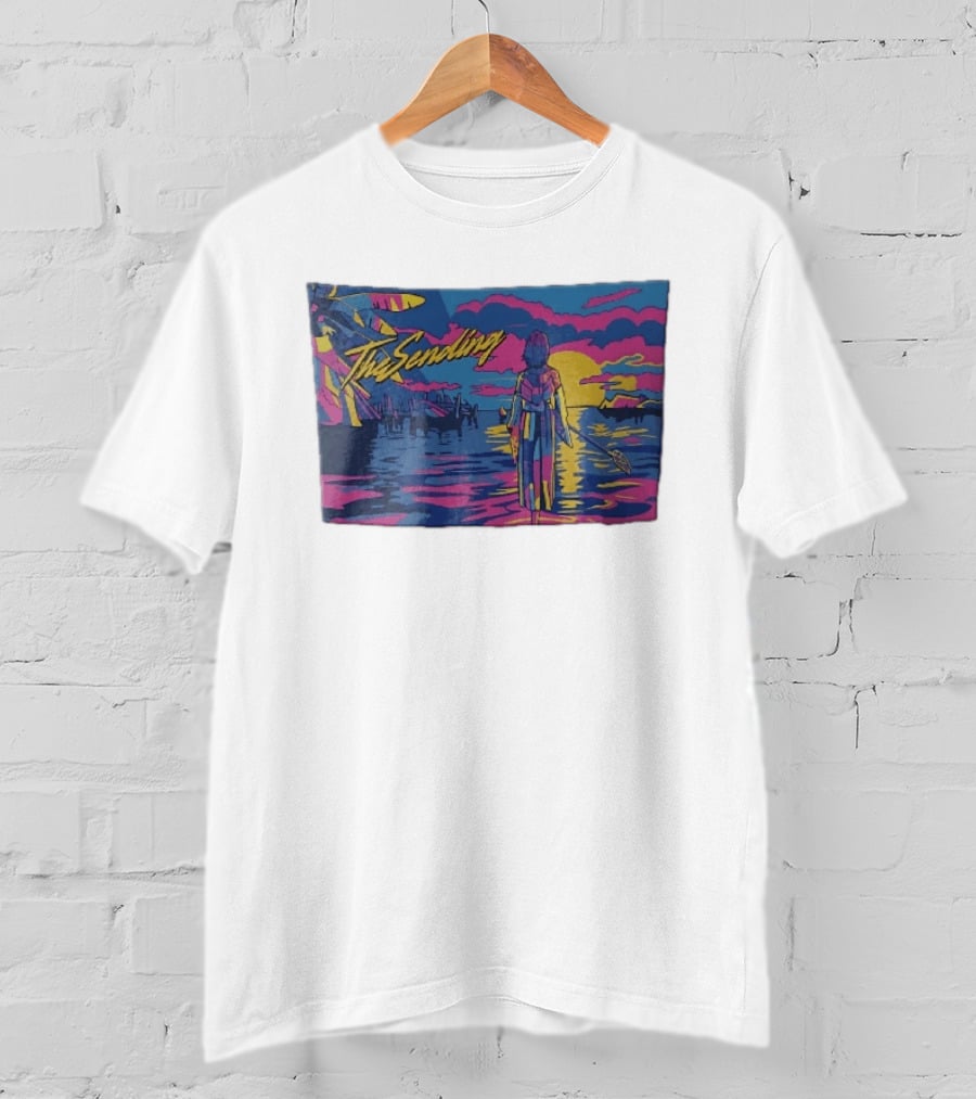 The Sending Yuna Final Fantasy X Synthwave Neon Sunset Ocean Scene T-Shirt