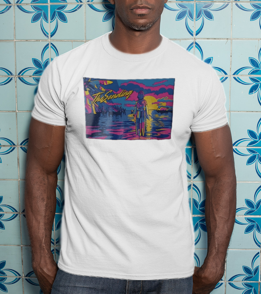 The Sending Yuna Final Fantasy X Synthwave Neon Sunset Ocean Scene T-Shirt