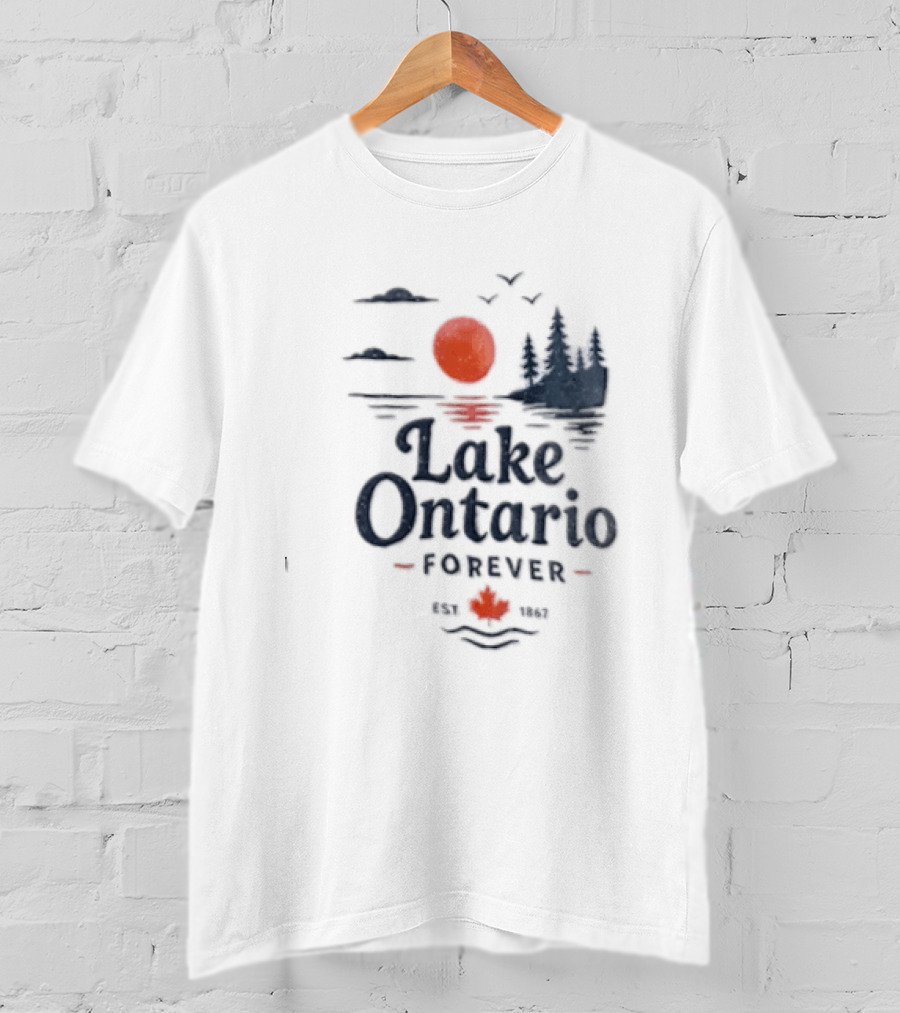 Lake Ontario Forever Est 1615 Sunset Pines Water Landscape T-Shirt