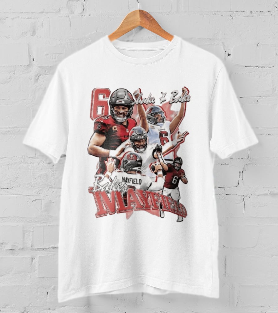 Baker Mayfield Shake And Bake Tampa Bay Buccaneers Action Collage T-Shirt