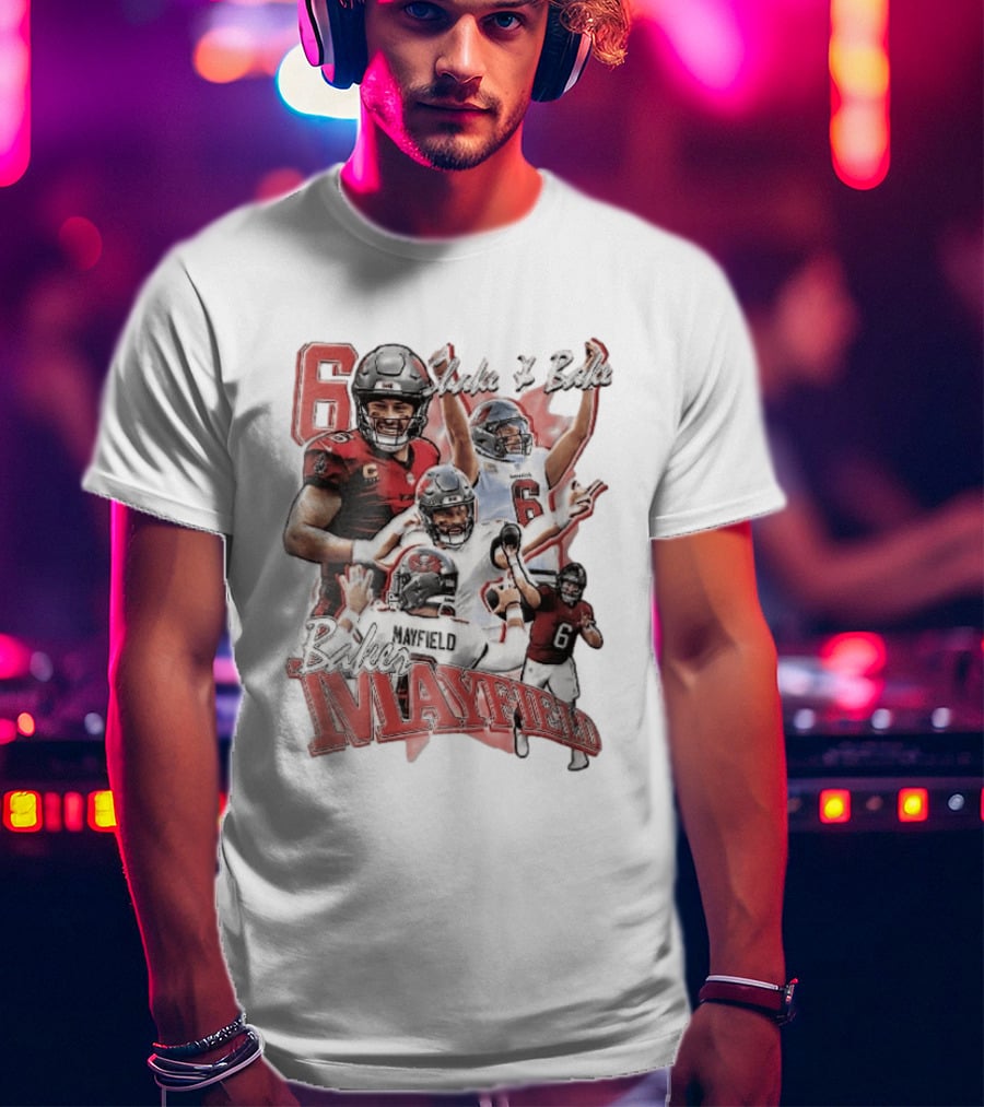 Baker Mayfield Shake And Bake Tampa Bay Buccaneers Action Collage T-Shirt