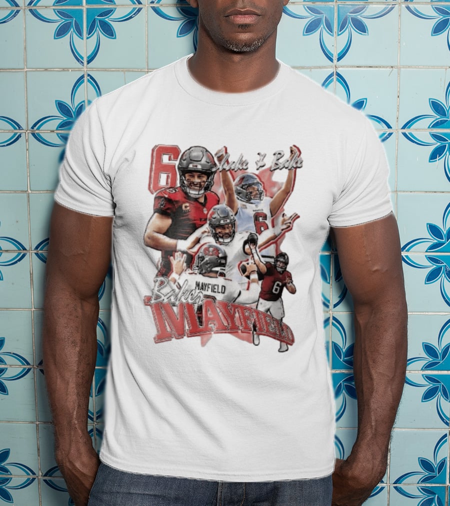 Baker Mayfield Shake And Bake Tampa Bay Buccaneers Action Collage T-Shirt