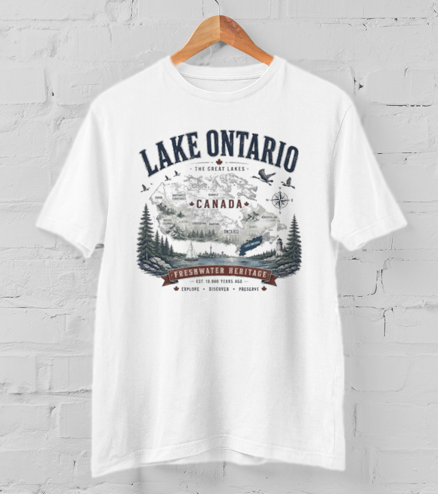 Lake Ontario Canada Freshwater Heritage Great Lakes Exploration T-Shirt