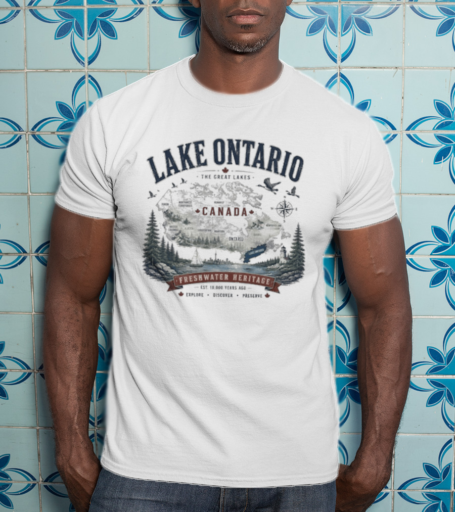Lake Ontario Canada Freshwater Heritage Great Lakes Exploration T-Shirt