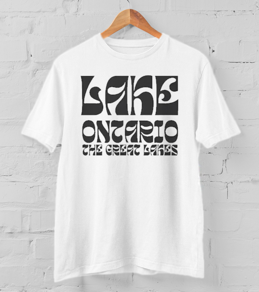 Lake Ontario The Great Lakes Retro Psychedelic Font T-Shirt