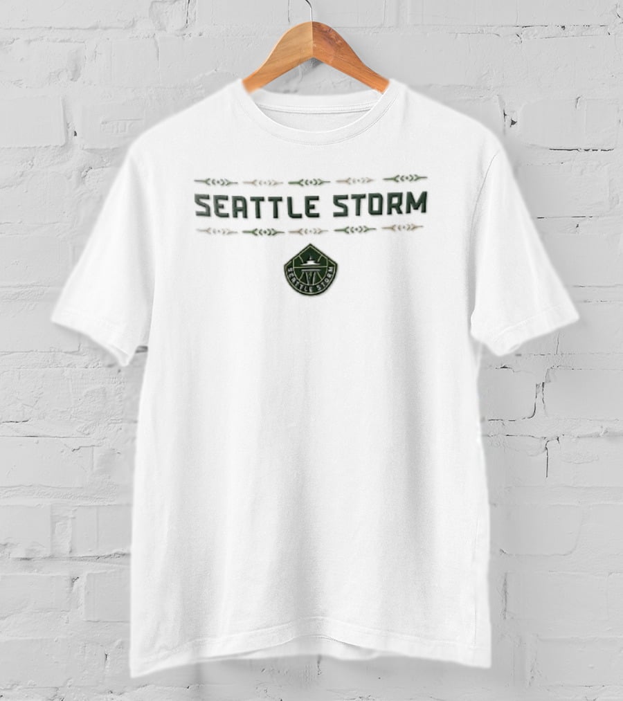 Seattle Storm WNBA Decorative Geometric Border Crest T-Shirt