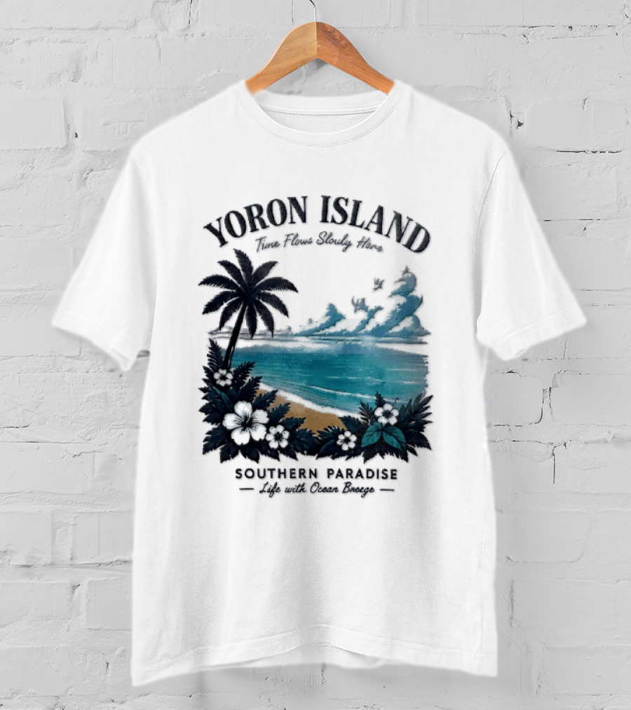 Yoron Island Southern Paradise Ocean Breeze Palm Tree Beach Hibiscus T-Shirt