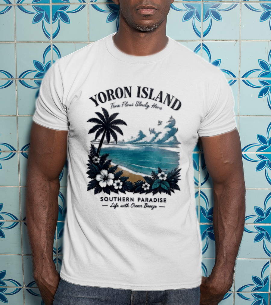 Yoron Island Southern Paradise Ocean Breeze Palm Tree Beach Hibiscus T-Shirt