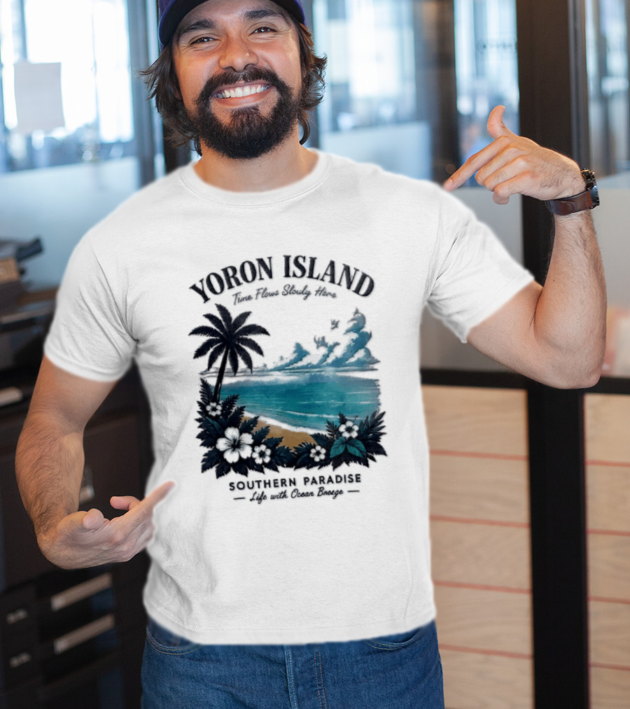 Yoron Island Southern Paradise Ocean Breeze Palm Tree Beach Hibiscus T-Shirt