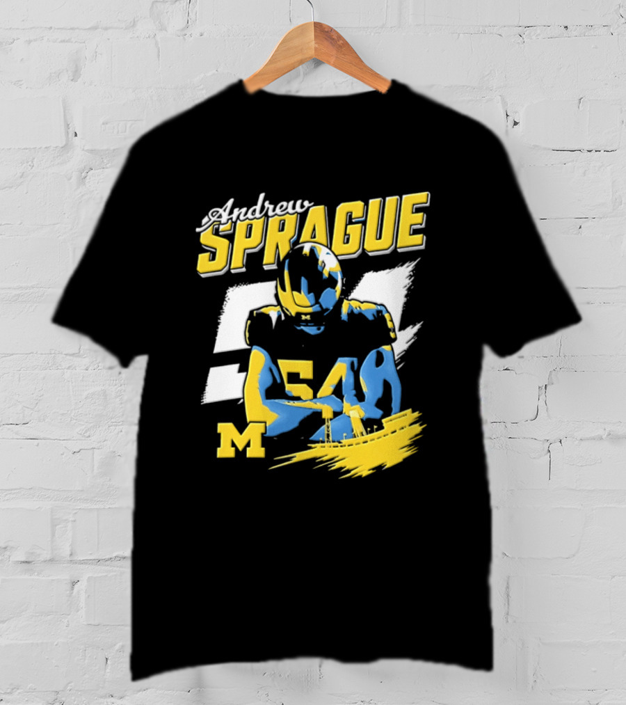 Andrew Sprague No 54 Michigan Wolverines Football M Helmet T-Shirt