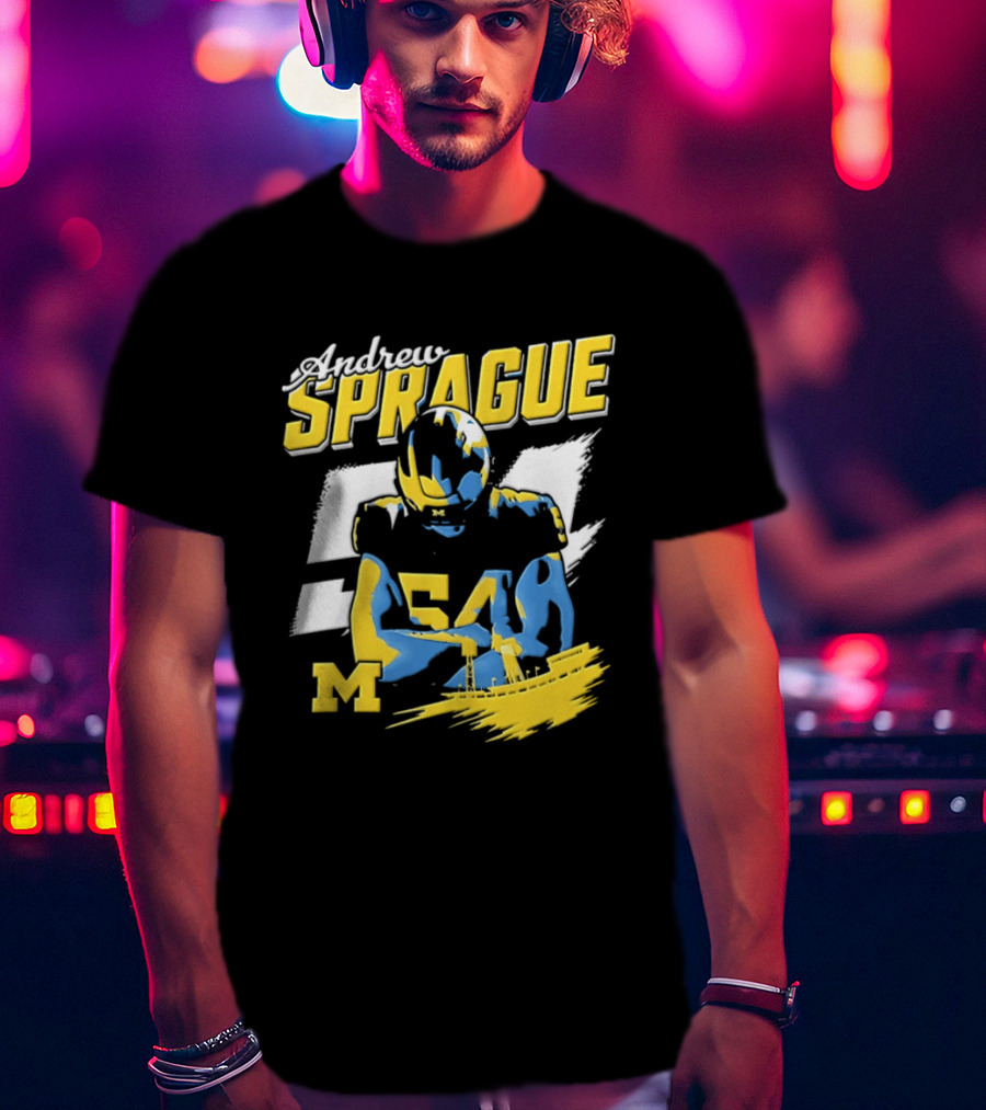 Andrew Sprague No 54 Michigan Wolverines Football M Helmet T-Shirt