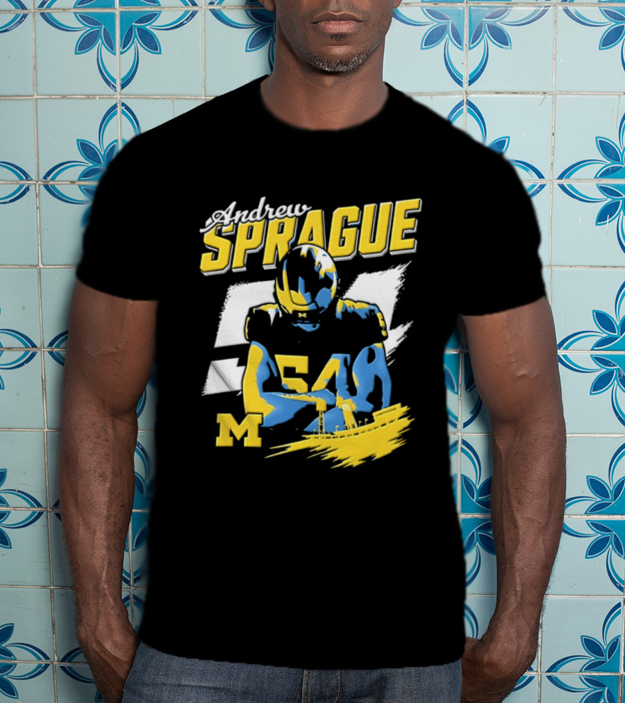Andrew Sprague No 54 Michigan Wolverines Football M Helmet T-Shirt