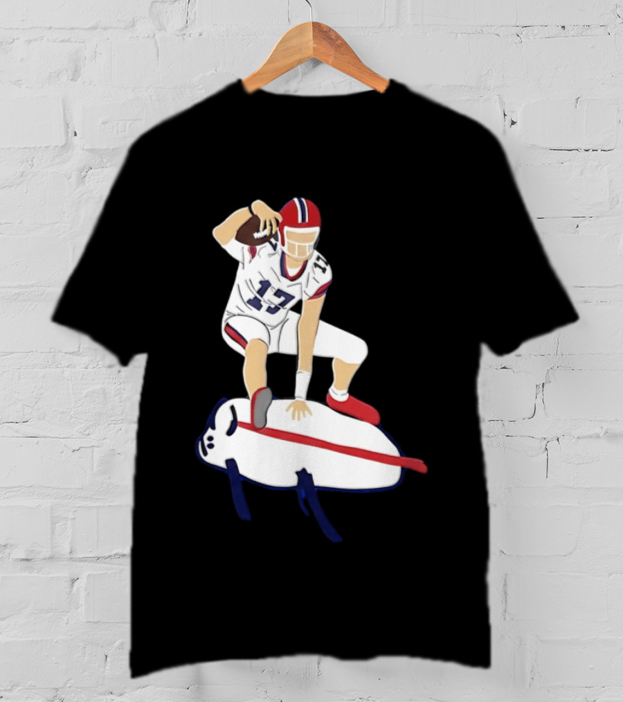Josh Allen 17 Buffalo Football Skateboard Player Action T-Shirt