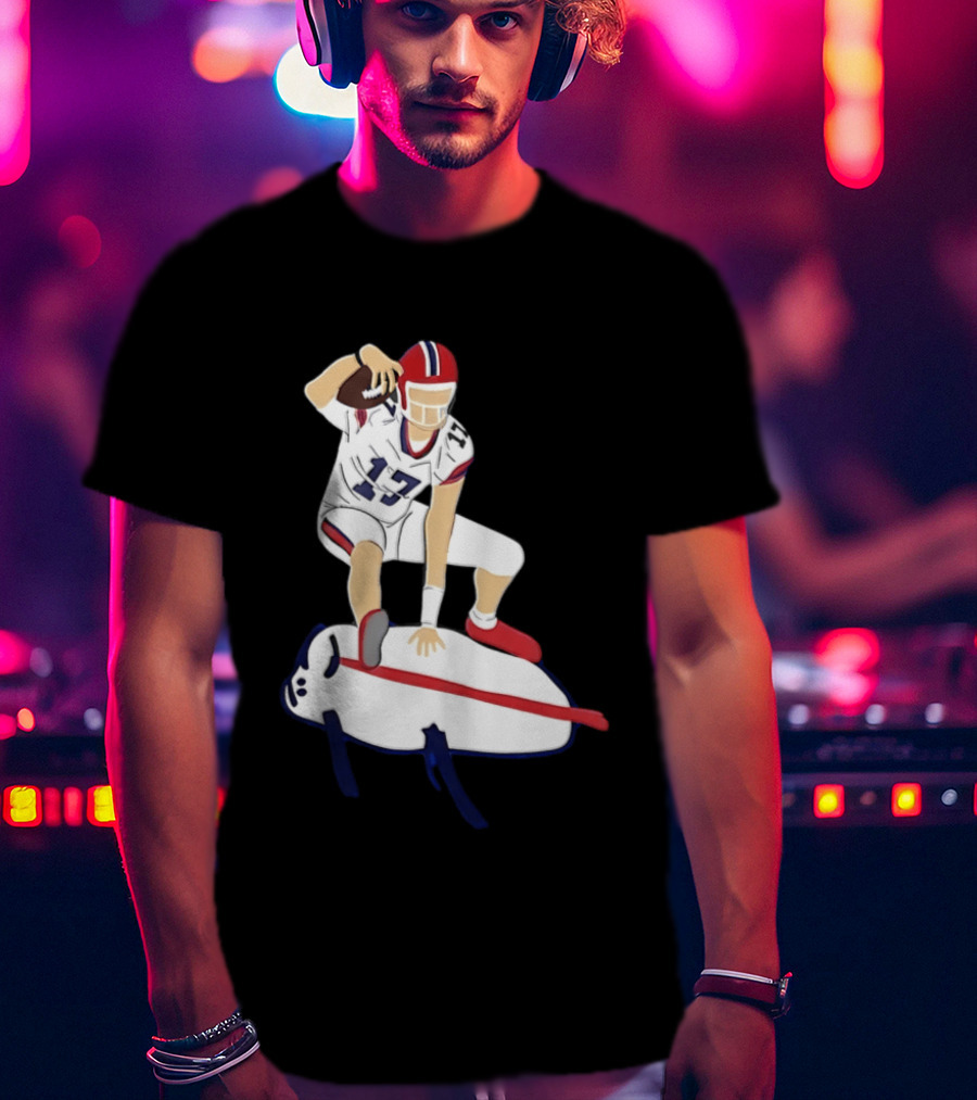 Josh Allen 17 Buffalo Football Skateboard Player Action T-Shirt