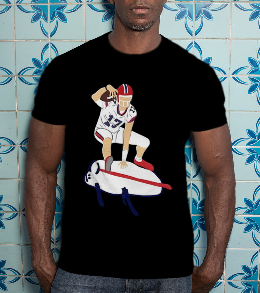 Josh Allen 17 Buffalo Football Skateboard Player Action T-Shirt
