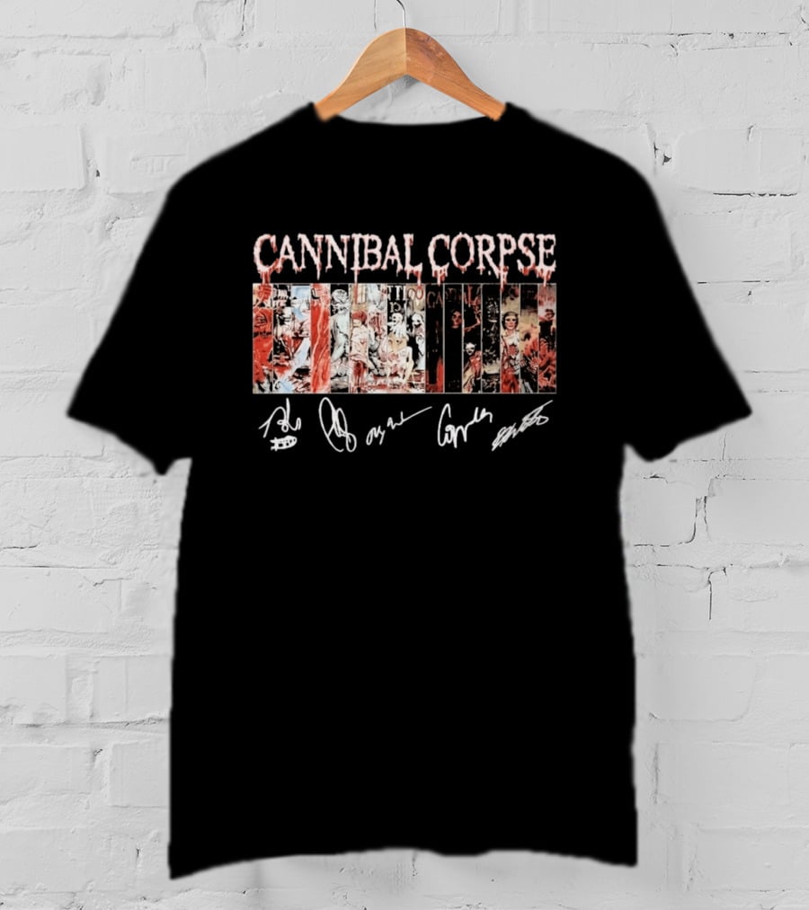 Cannibal Corpse Album Collage With Band Member Signatures T-Shirt