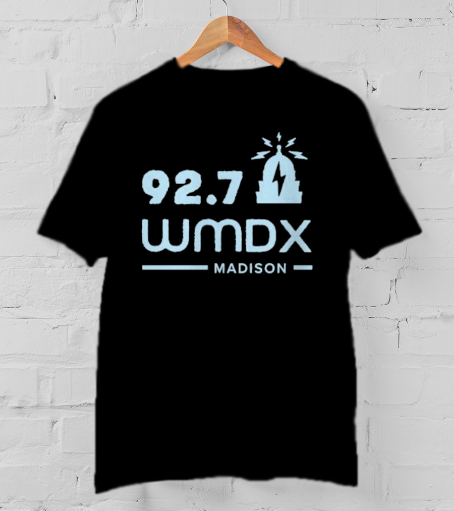 92.7 WMDX Madison Radio Station Civic Media Capitol Dome Lightning T-Shirt