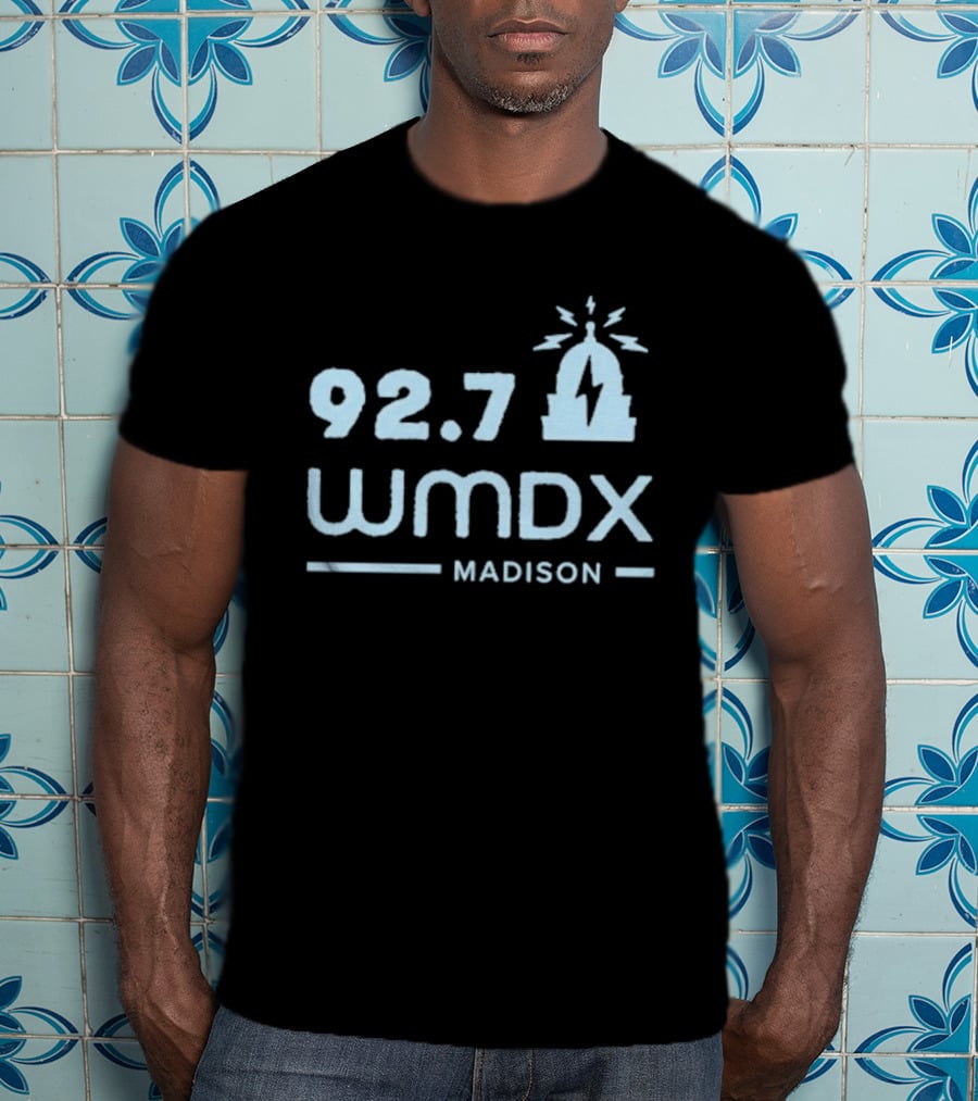 92.7 WMDX Madison Radio Station Civic Media Capitol Dome Lightning T-Shirt