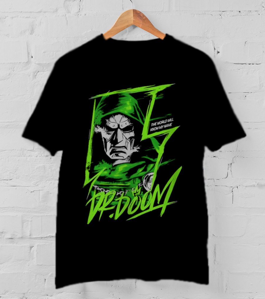 Masked Rebellion Dr Doom Comic Style Green T-Shirt