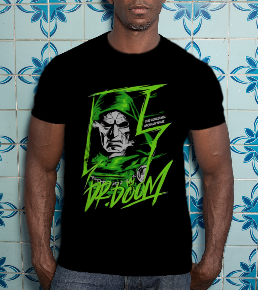 Masked Rebellion Dr Doom Comic Style Green T-Shirt