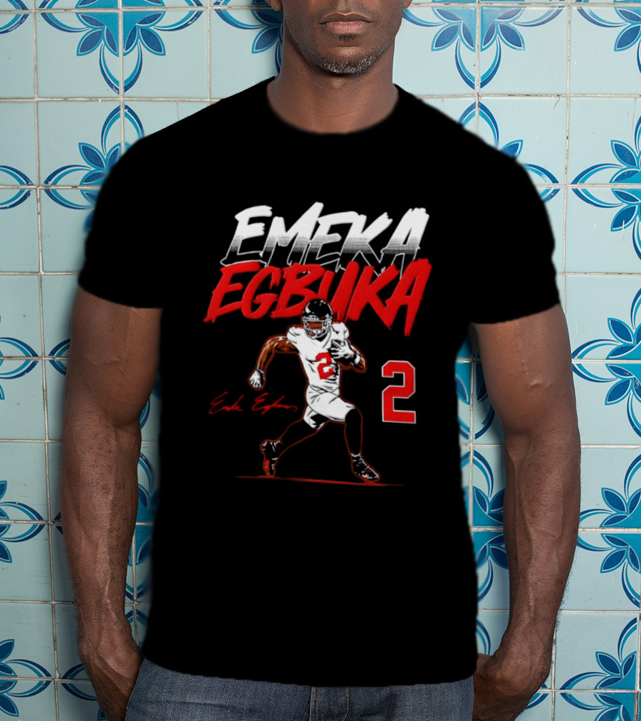 Emeka Egbuka Number 2 Tampa Bay Buccaneers Player Pose T-Shirt