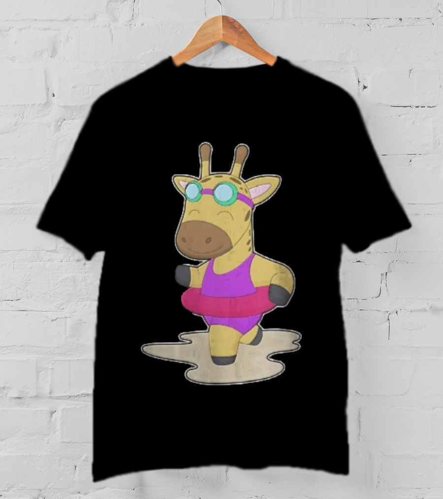 Giraffe Wearing Pink Swimsuit And Goggles With Inflatable Float Summer Fun T-Shirt