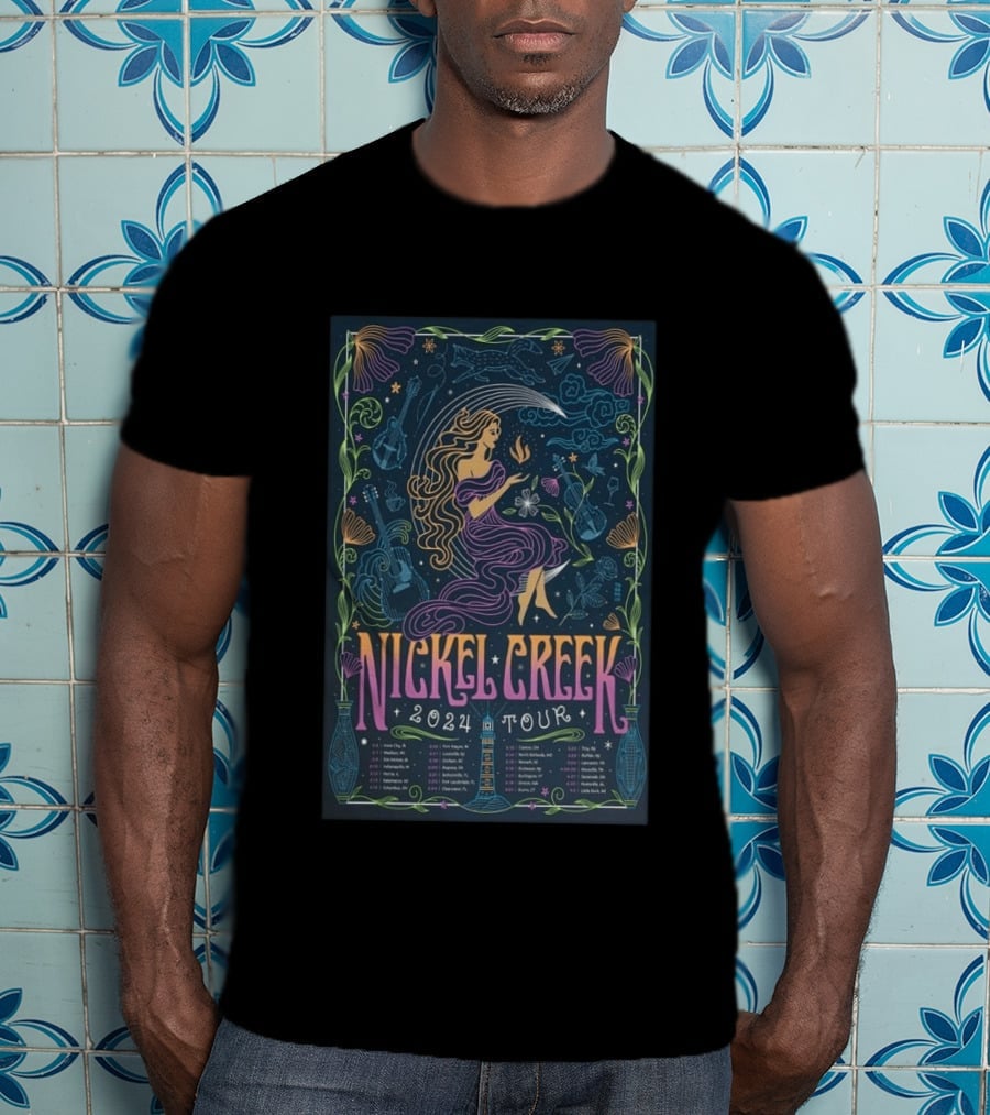 Nickel Creek 2024 Tour Mermaid And Musical Instruments T-Shirt