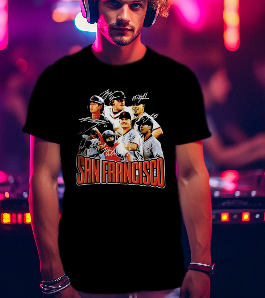 San Francisco Patrick Bailey Jung Hoo Lee Players Collage With Facsimile Signatures T-Shirt