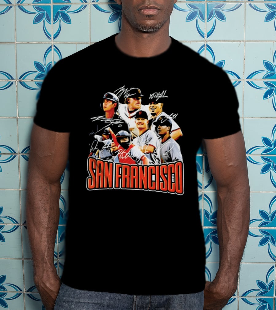 San Francisco Patrick Bailey Jung Hoo Lee Players Collage With Facsimile Signatures T-Shirt