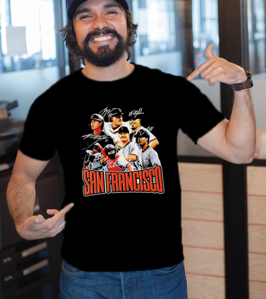 San Francisco Patrick Bailey Jung Hoo Lee Players Collage With Facsimile Signatures T-Shirt