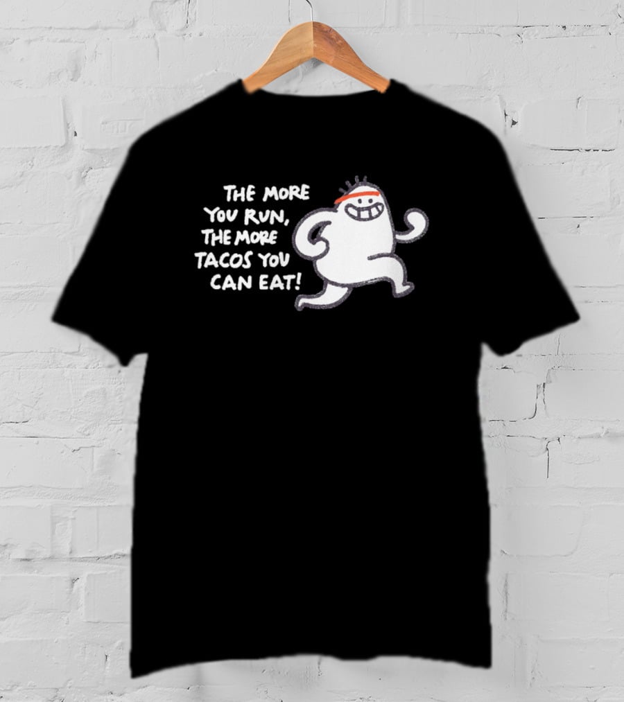 The More You Run The More Tacos You Can Eat Running Character Red Headband T-Shirt