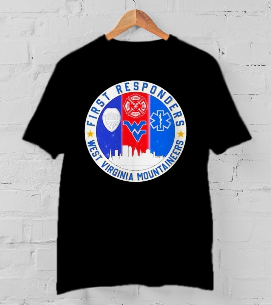 West Virginia Mountaineers First Responders Police Fire Department EMS Skyline T-Shirt