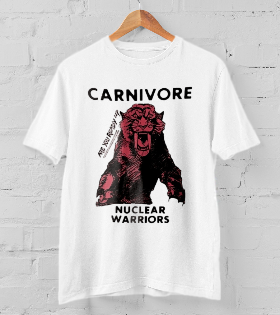 Carnivore Nuclear Warriors Snarling Sabertooth Tiger Pink Ink Sketch T-Shirt