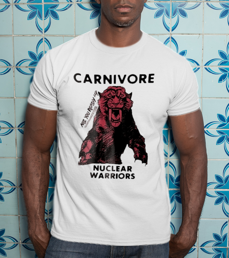Carnivore Nuclear Warriors Snarling Sabertooth Tiger Pink Ink Sketch T-Shirt