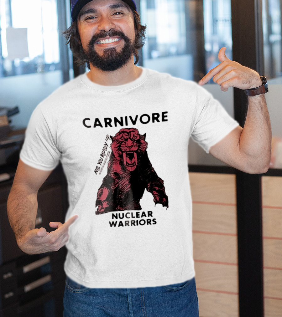 Carnivore Nuclear Warriors Snarling Sabertooth Tiger Pink Ink Sketch T-Shirt