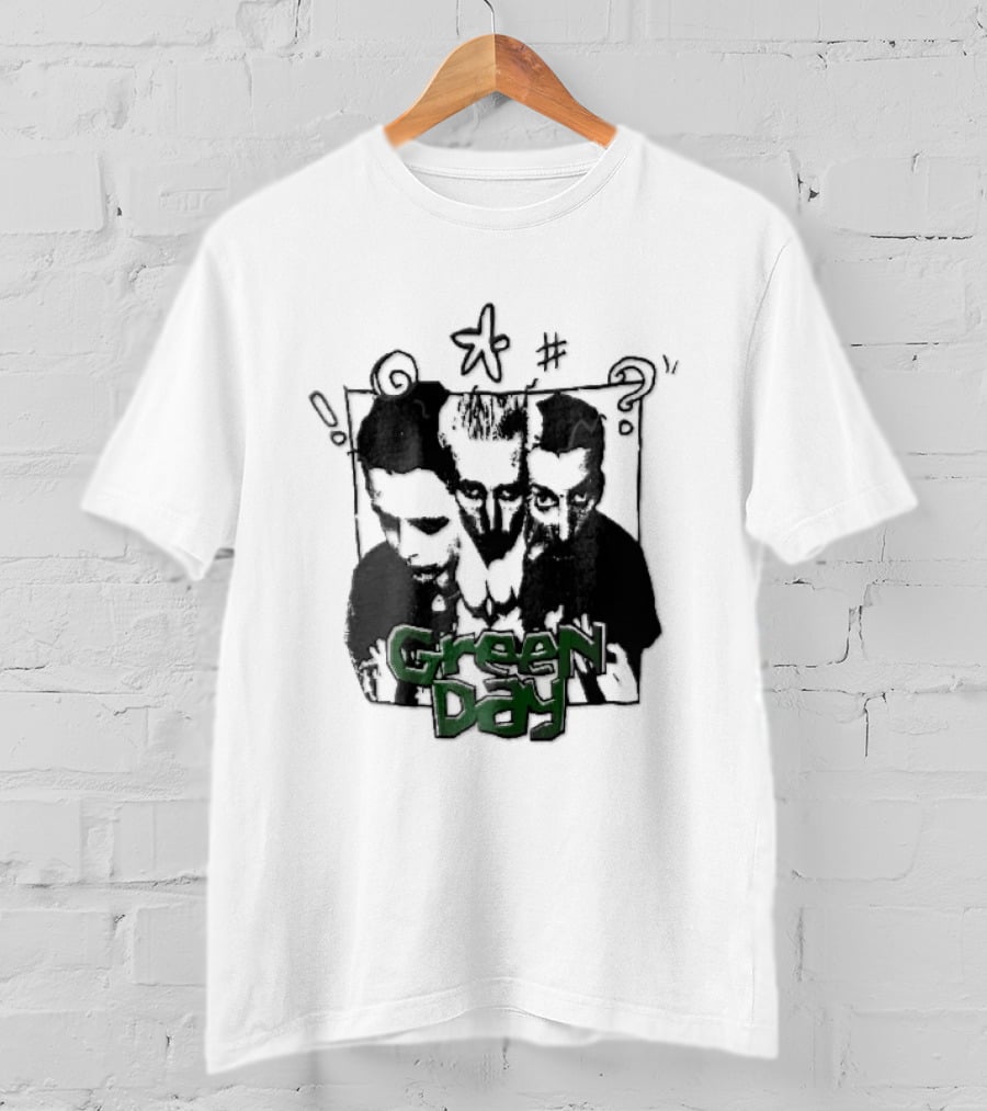 Green Day Billie Joe Armstrong Mike Dirnt Tre Trio High Contrast Doodles Stencil T-Shirt
